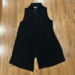 Sympli Open Front Sleeveless Cardigan Womens 16 Stretch Jersey Longline Black